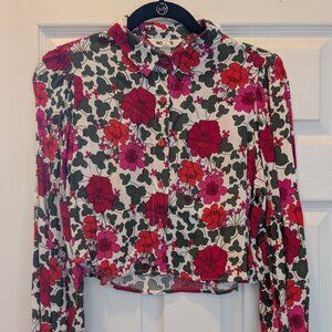 ROLLA'S x Free People Elodie Rambling Retro Floral Crop Blouse Shirt Top - Small